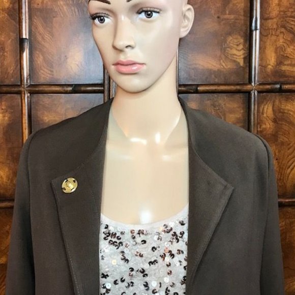 IMAN Mocha Platinum Collection Jewel Neck Snap Front Duster Coat - Picture 5 of 15